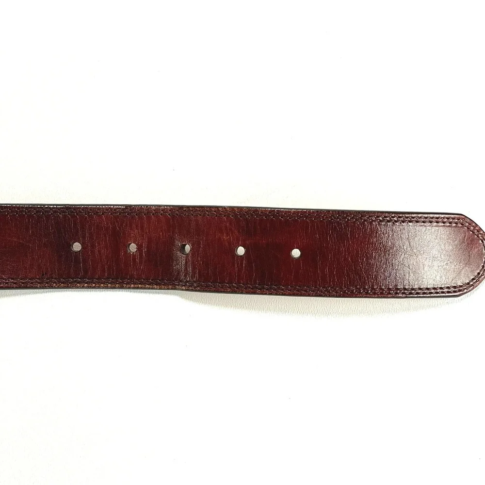Magnanni Leather Belt Mens 44‎ Brown Classic Nickel Hardware Preppy Casual Spain